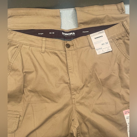 Men’s Sonoma Khaki Cargo Pants ✨ NWT ✨ Flexware Straight Leg ✨Size 40x32 - Picture 4 of 9